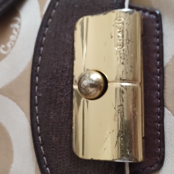 COACH Kristin Op Art Sateen Hobo Bag 19331 - Khaki/Mahogany - Picture 6 of 11